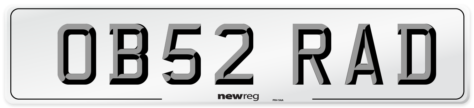 OB52 RAD Number Plate from New Reg